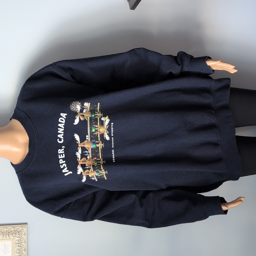 VTG Gildan Jasper Canada Moose Graphic Sweatshirt Cabincore SZ L - Picture 3 of 12